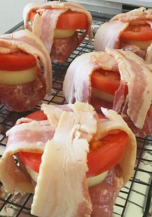 A picture of Pork Tenderloin Bacon Burgers.