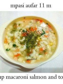 Foto resep Soup macaroni salmon and tofu mpasi 11 m