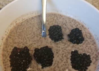 Unique Recipe Soy milk  Cacao Chia Pudding with Fresh Blackberries Delicious and Healthy