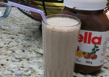 How to Recipe Yummy Nutella banana and Walnuts Milkshake