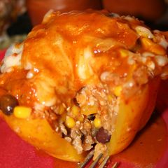 Slow Cooker Stuffed Bell Peppers with Quinoa, Black Beans, and Corn A picture of Slow Cooker Stuffed Bell Peppers with Quinoa, Black Beans, and Corn.