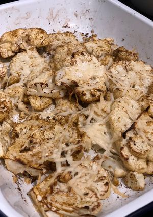 A picture of Curried roast cauliflower with Pecorino Romano 🧀.