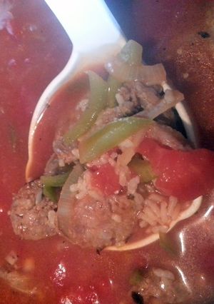A picture of skye's stuffed pepper soup.