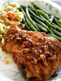 A picture of Salted pecan honey glazed fried chicken.
