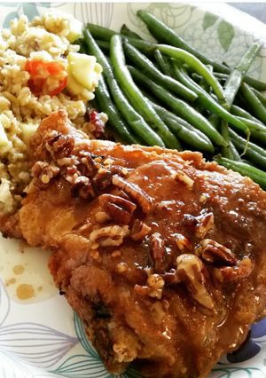 A picture of Salted pecan honey glazed fried chicken.