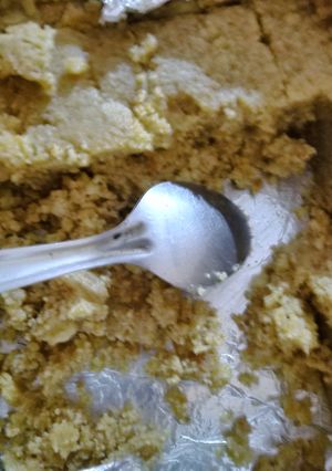 A picture of Besan burfi crumble.