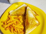 A picture of leftovers grilled sandwich