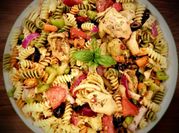 A picture of cold pasta salad