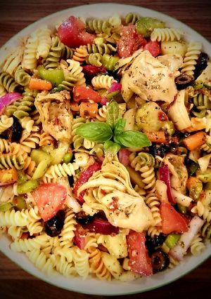 A picture of Mike's Chilled Artichoke Pasta Salad.