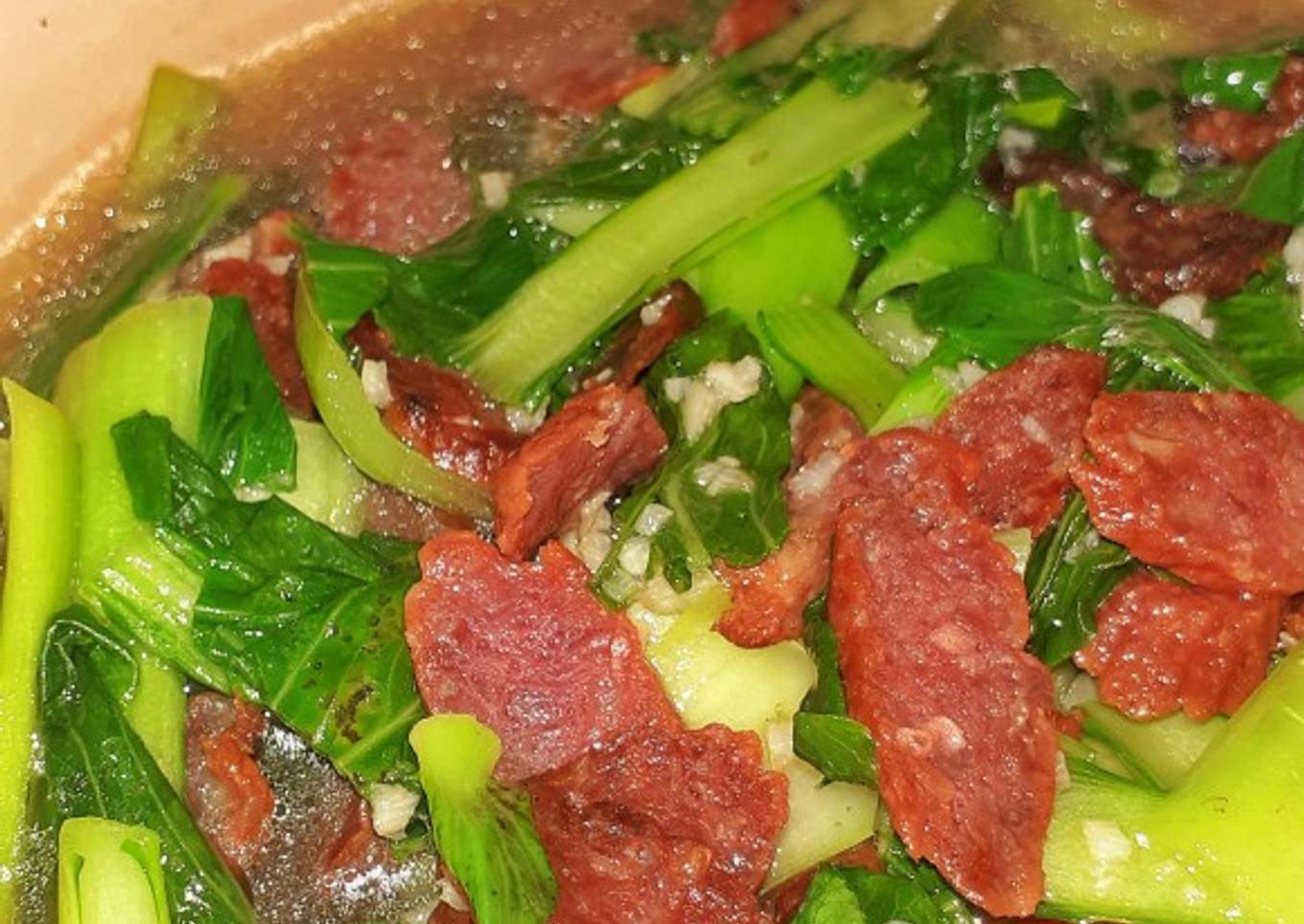 Tumis Sawi Lapchiong / Lapchong / Kuang Qiang / Sosis Babi