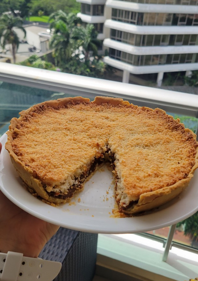 Una foto de Tarta de coco y dulce de leche 🥧🥥
