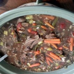 A picture of vegtable/beef soup.