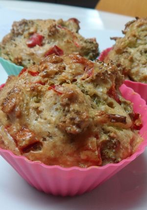 A picture of Brocolli and pepper cupcakes.