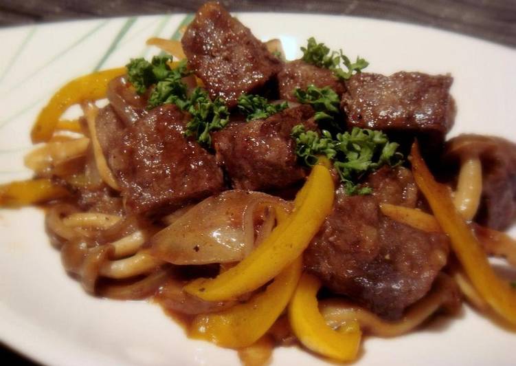 Recipe of Speedy Cubed Steak with Sautéed Balsamic Vegetables
