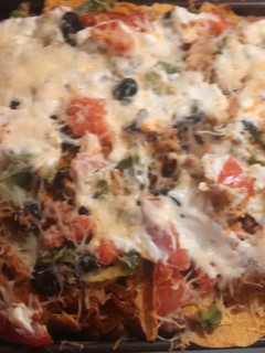 A picture of Ground turkey nacho bake.