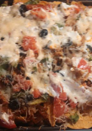 A picture of Ground turkey nacho bake.