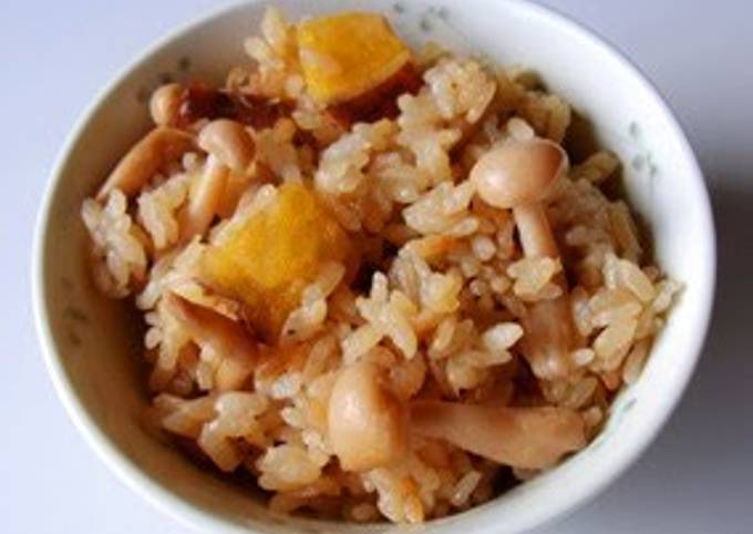 Easiest Way to Make Homemade Sweet Potato and Shimeji Mushroom Mixed Rice