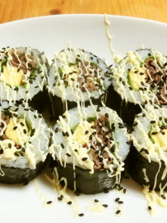 A picture of Beef Yakiniku (BBQ) Roll California Style.