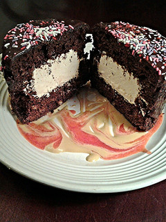 A picture of Tiramisu Cream Filled Chocolate Cakes.