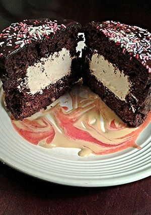 A picture of Tiramisu Cream Filled Chocolate Cakes.