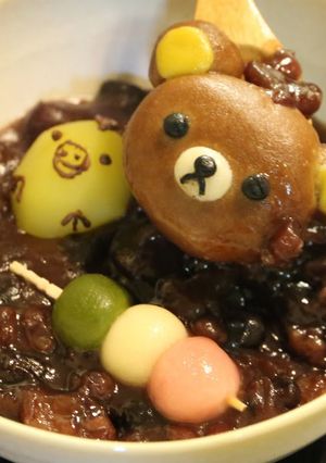 A picture of Rilakkuma Zenzai (Sweet Red Bean Soup).