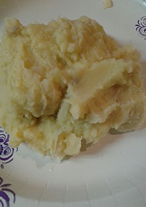 A picture of Mashed Malanga root.