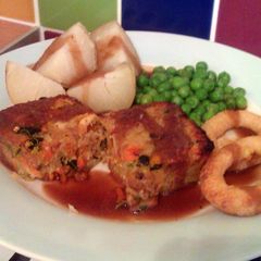 A picture of Vickys Roasted Parsnip Nut Loaf, GF DF EF SF NF Vegan Christmas.