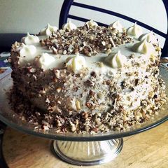 A picture of Delicious Carrot Cake with Cream Cheese Frosting!.