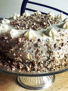 A picture of Delicious Carrot Cake with Cream Cheese Frosting!.