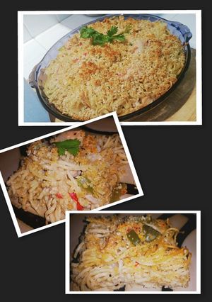A picture of Spaghetti Alfredo Chicken Bake.