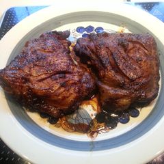 Baked Spicy-honey-garlic chicken A picture of Baked Spicy-honey-garlic chicken.