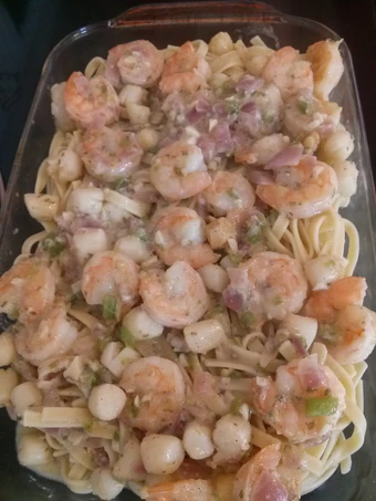 Recipe Shrimp n Scallop pasta w/ White Wine sauce the So Delicious Appealing