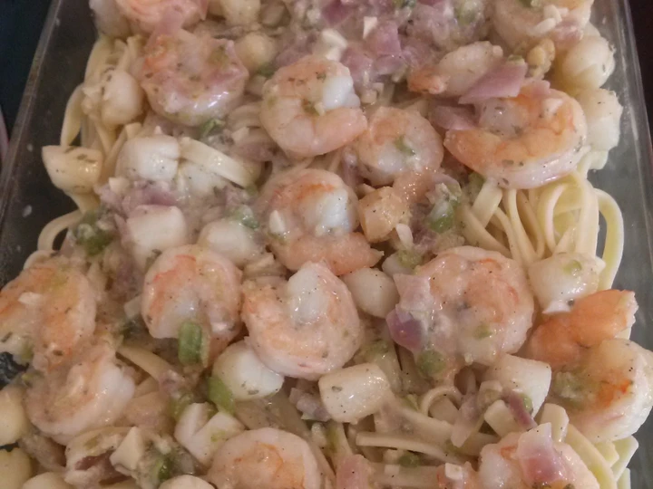 Recipe Shrimp n Scallop pasta w/ White Wine sauce the So Delicious Appealing