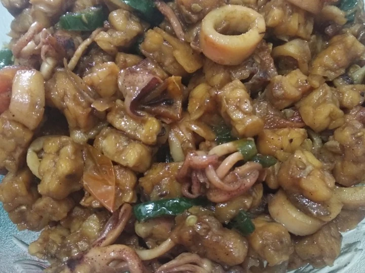 Cara Simple Menyiapkan Resep  Tumis tempe cumi asin yang Bikin Ngiler, Menggugah Selera