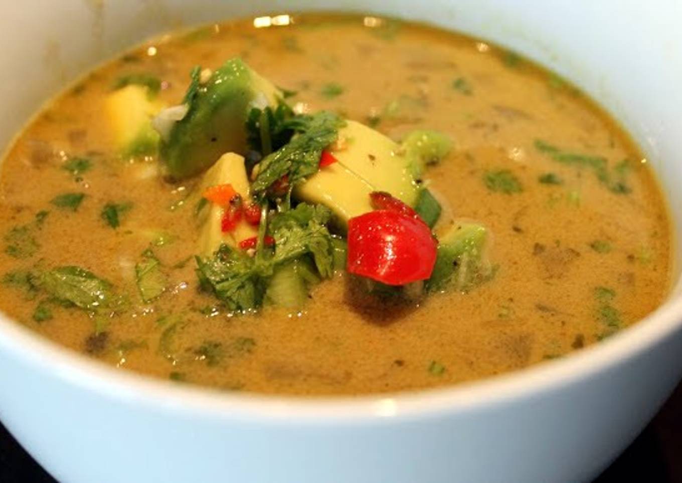 Coconut green lentil curry