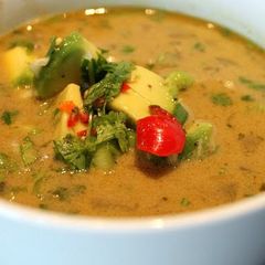 A picture of Coconut green lentil curry.