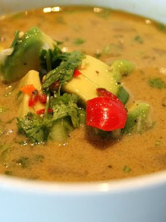 A picture of Coconut green lentil curry.