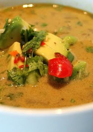 A picture of Coconut green lentil curry.