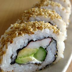 A picture of California Rolls with Cream Cheese.