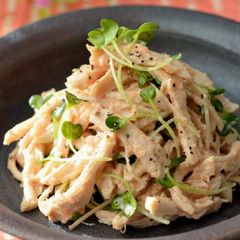 A picture of Steamed Chicken & Radish Sprout Salad With Mentaiko Mayo Wasabi.