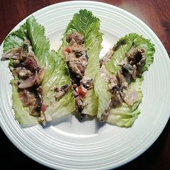 A picture of Cheese Steak Lettece Wraps.