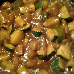 A picture of sweet and sour zucchini and eggplant.