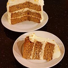 A picture of Salted Caramel Apple Layer Cake with Cinnamon Marscapone Cream Frosting.