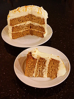 A picture of Salted Caramel Apple Layer Cake with Cinnamon Marscapone Cream Frosting.