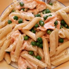 A picture of Smoked salmon penne pasta.