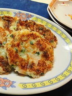 A picture of Chewy Daikon Mochi Made in a Frying Pan.