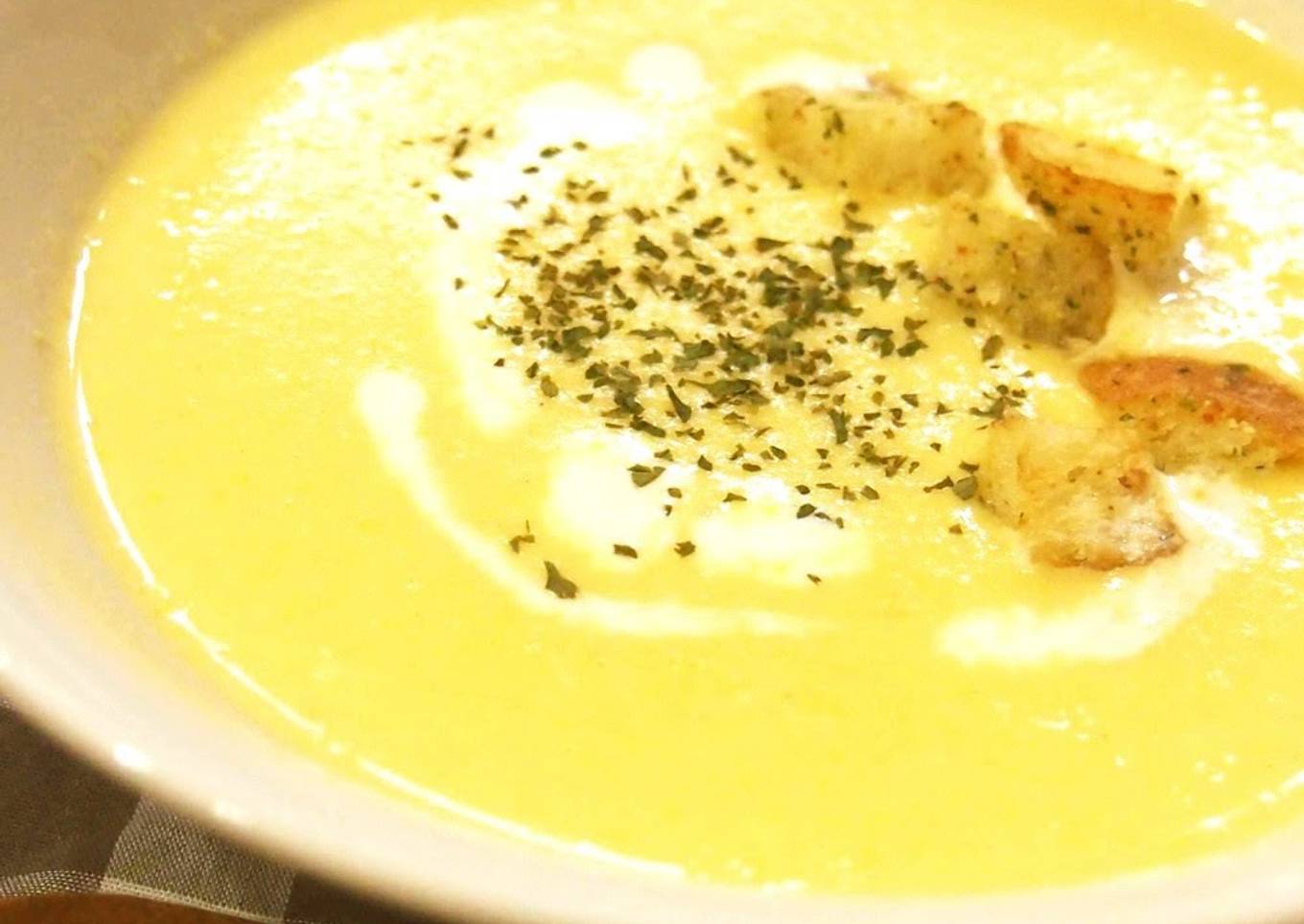 Corn Potage Soup Made With Fresh Corn