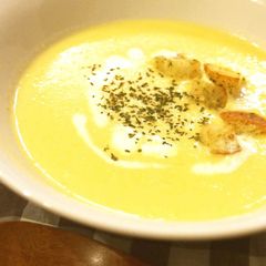 A picture of Corn Potage Soup Made With Fresh Corn.