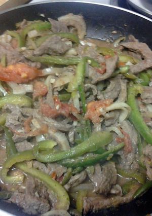 A picture of Beef Fajitas.