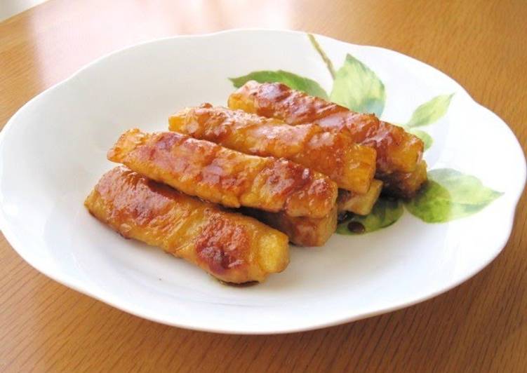 Nagaimo Yam Filled Sweet and Salty Teriyaki Pork Rolls